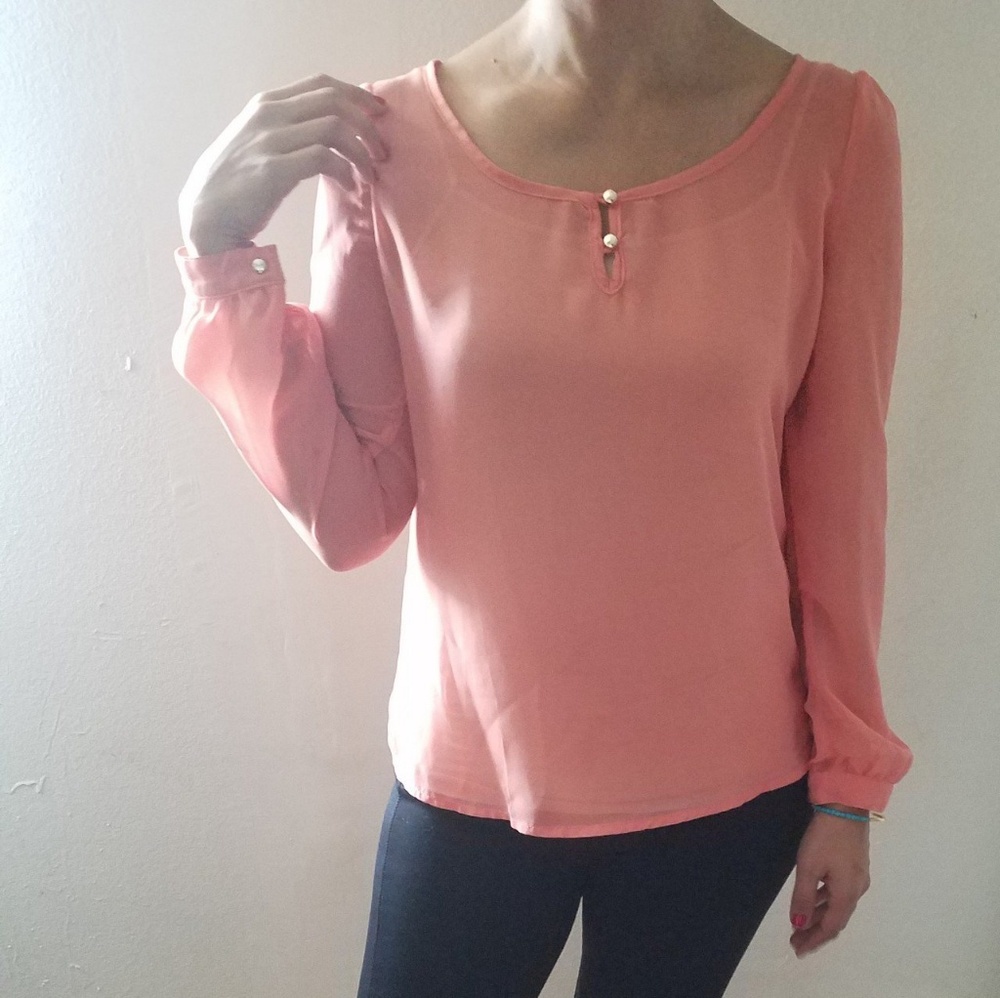 Woman coral blouse
